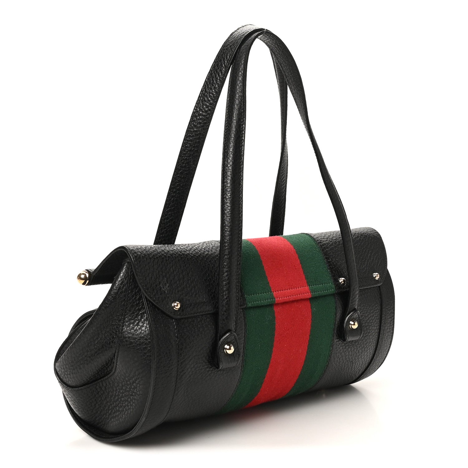 Gucci Calfskin Web Bamboo Bullet Satchel 3 of 10