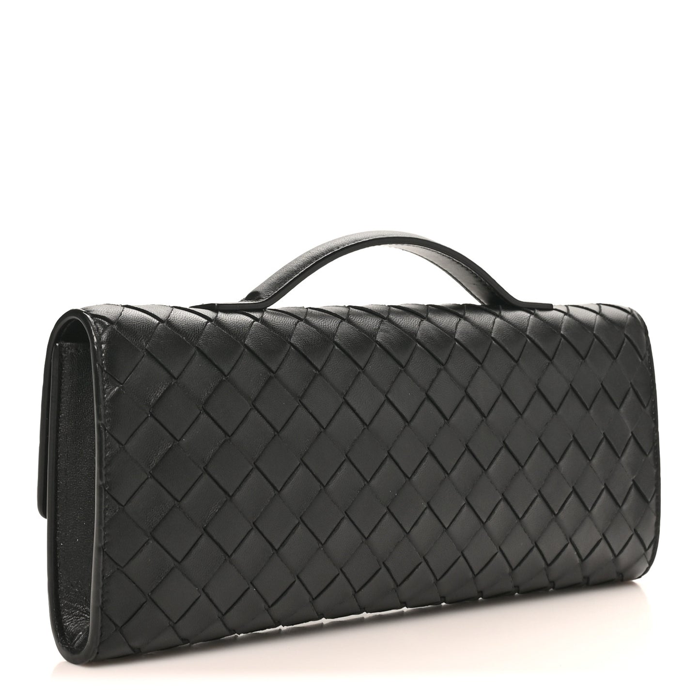 Nappa Intrecciato Long Andiamo Top Handle Clutch Black
