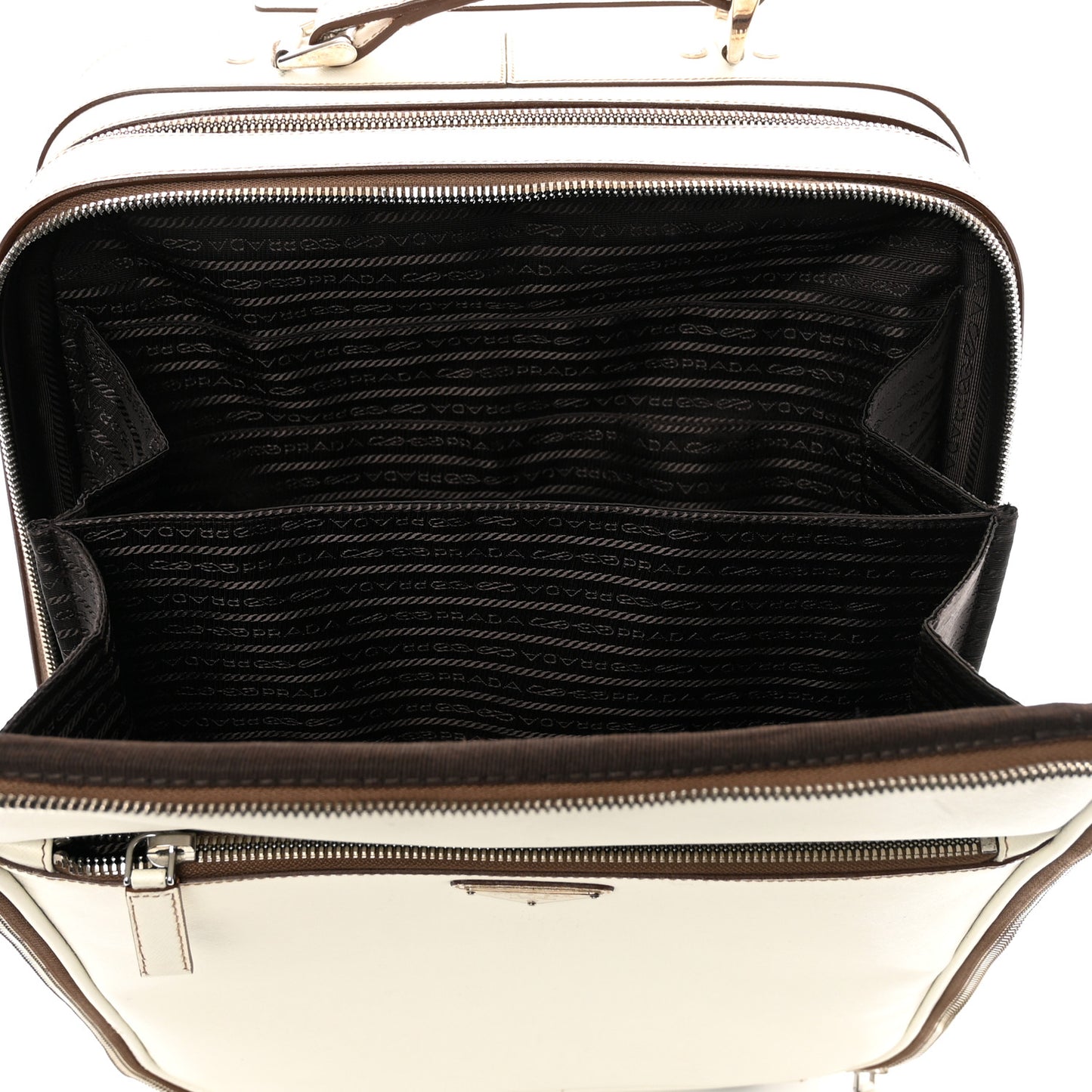 Saffiano Travel Trolley Luggage White