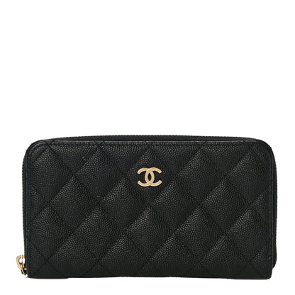 Chanel Caviar Quilted Medium Zip Around Wallet Black 1 of 14