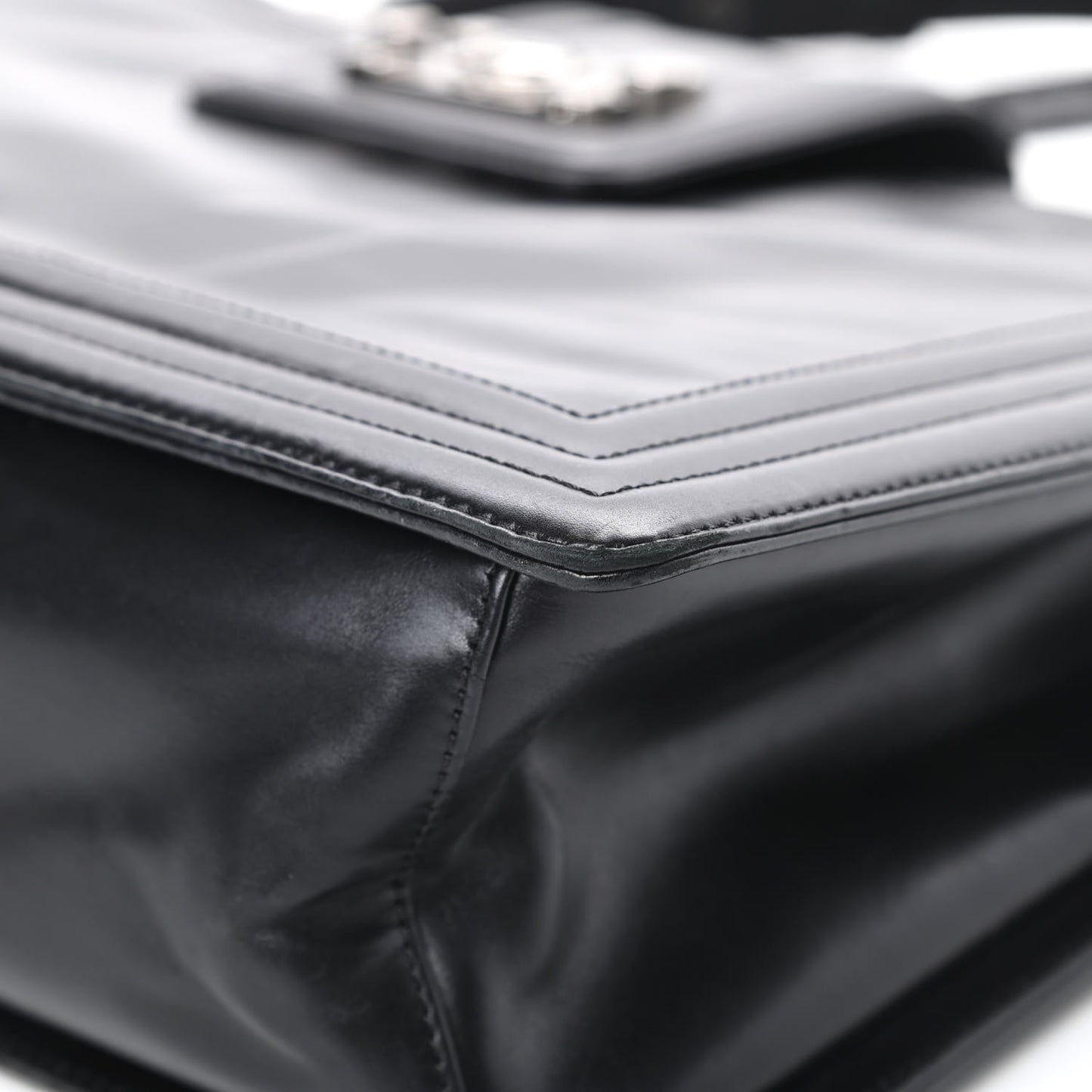 Glazed Calfskin Boy Tote Black