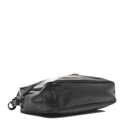 Saint Laurent Cracked Shiny Calfskin Monogram Lou Camera Bag Black 4 of 10