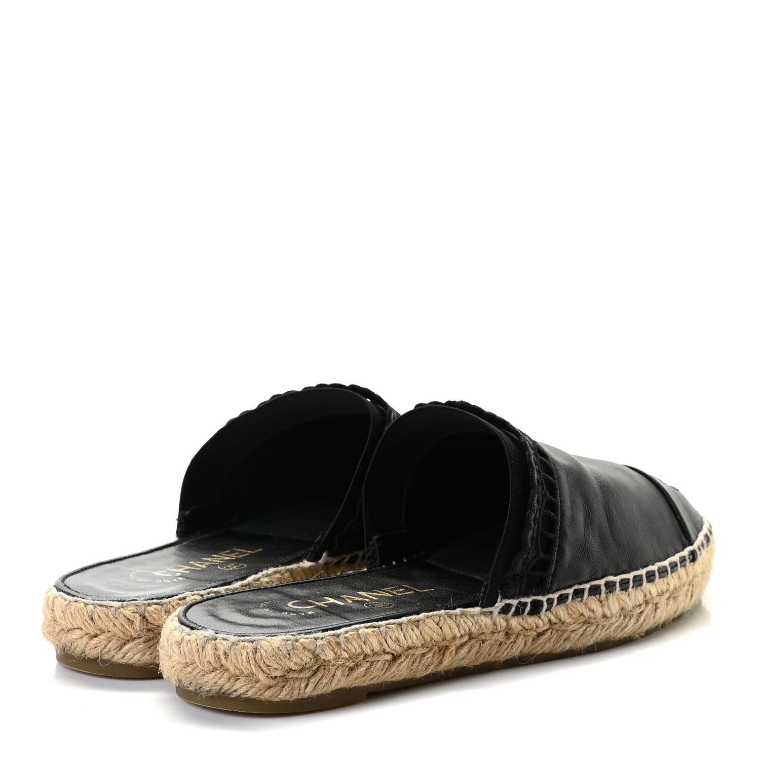 Chanel Lambskin CC Espadrille Mules 36 Black 4 of 8