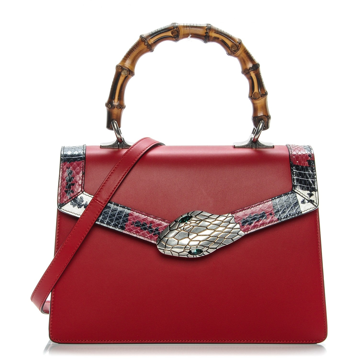 Gucci Calfskin Snakeskin Small Lilith Top Handle Bag Red 1 of 6