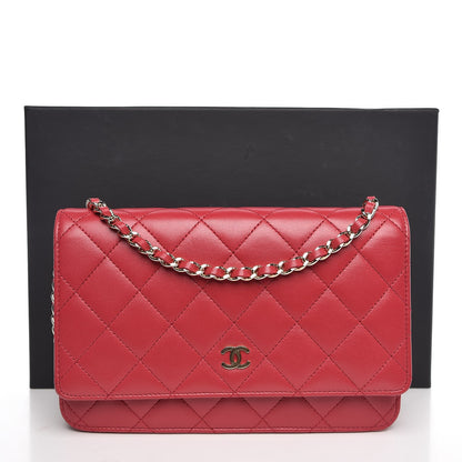 Chanel Lambskin Quilted Wallet On Chain WOC Pink 9 of 9
