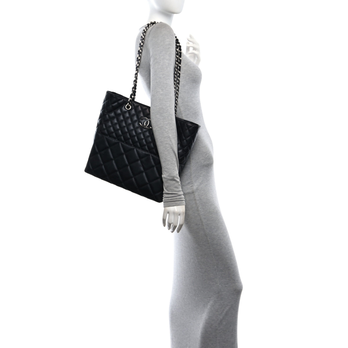 Chanel Calfskin Quilted In The Business North South Tote Black 2 of 10
