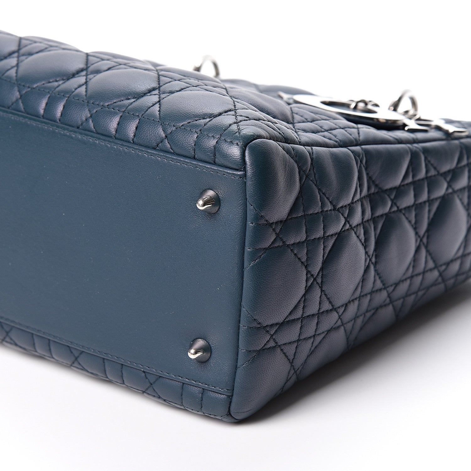 Christian Dior Lambskin Cannage Medium Lady Dior Navy 9 of 9