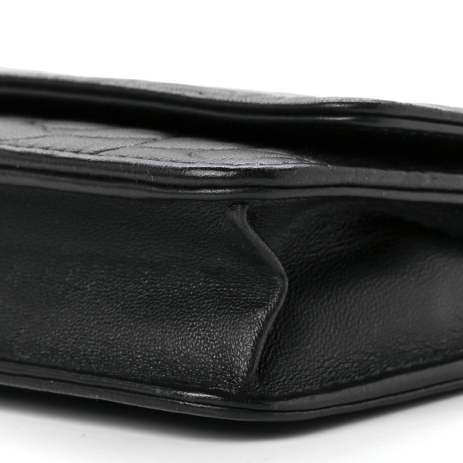 Chanel Lambskin Camellia Embossed Wallet on Chain WOC Black 9 of 12