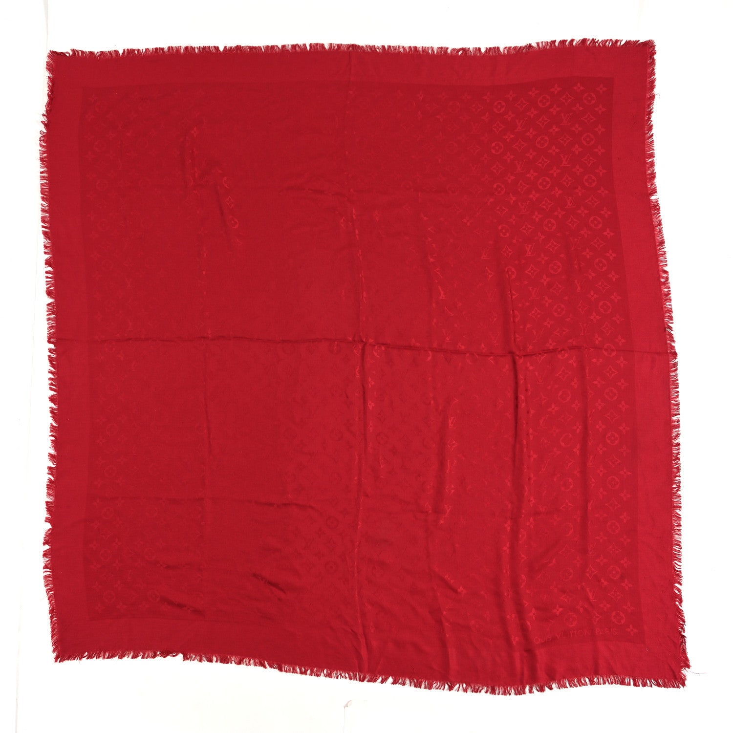 Louis Vuitton Silk Wool Monogram Shawl Pomme D'Amour 1 of 3