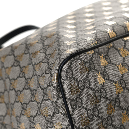 Gucci Soft GG Supreme Monogram Bees Medium Crossbody Tote Beige Oro Black 12 of 13