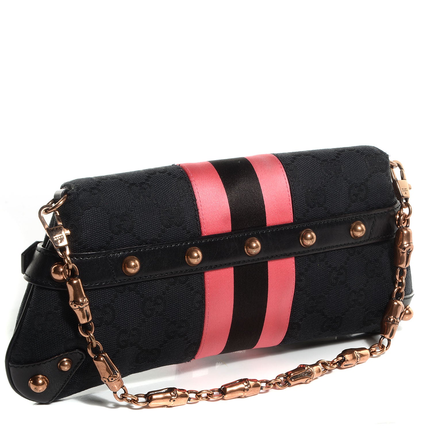 Gucci Monogram Horsebit Web Clutch Black 3 of 7