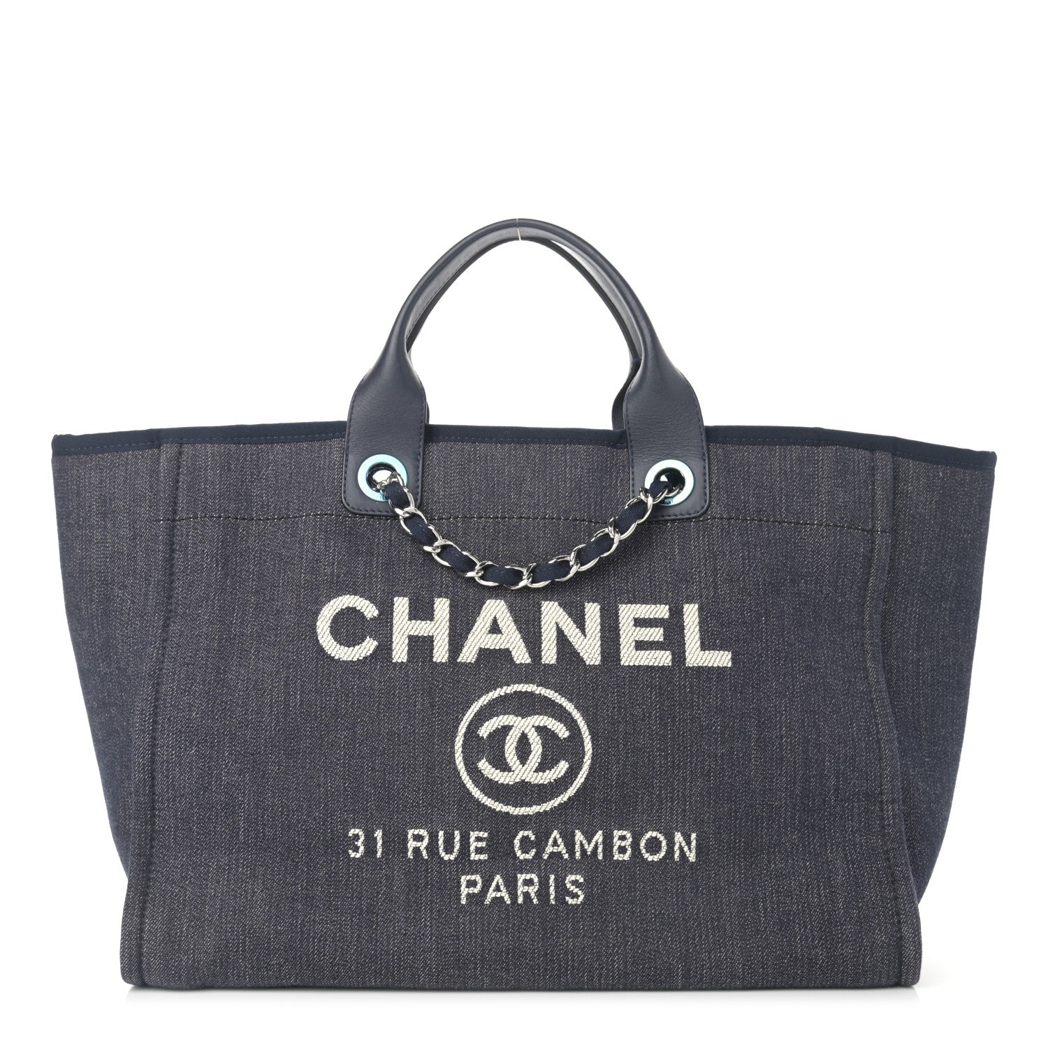 Chanel Denim Medium Deauville Tote Dark Blue 1 of 11