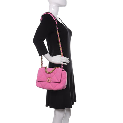 Chanel Denim Quilted Medium 19 Flap Neon Pink 2 of 9