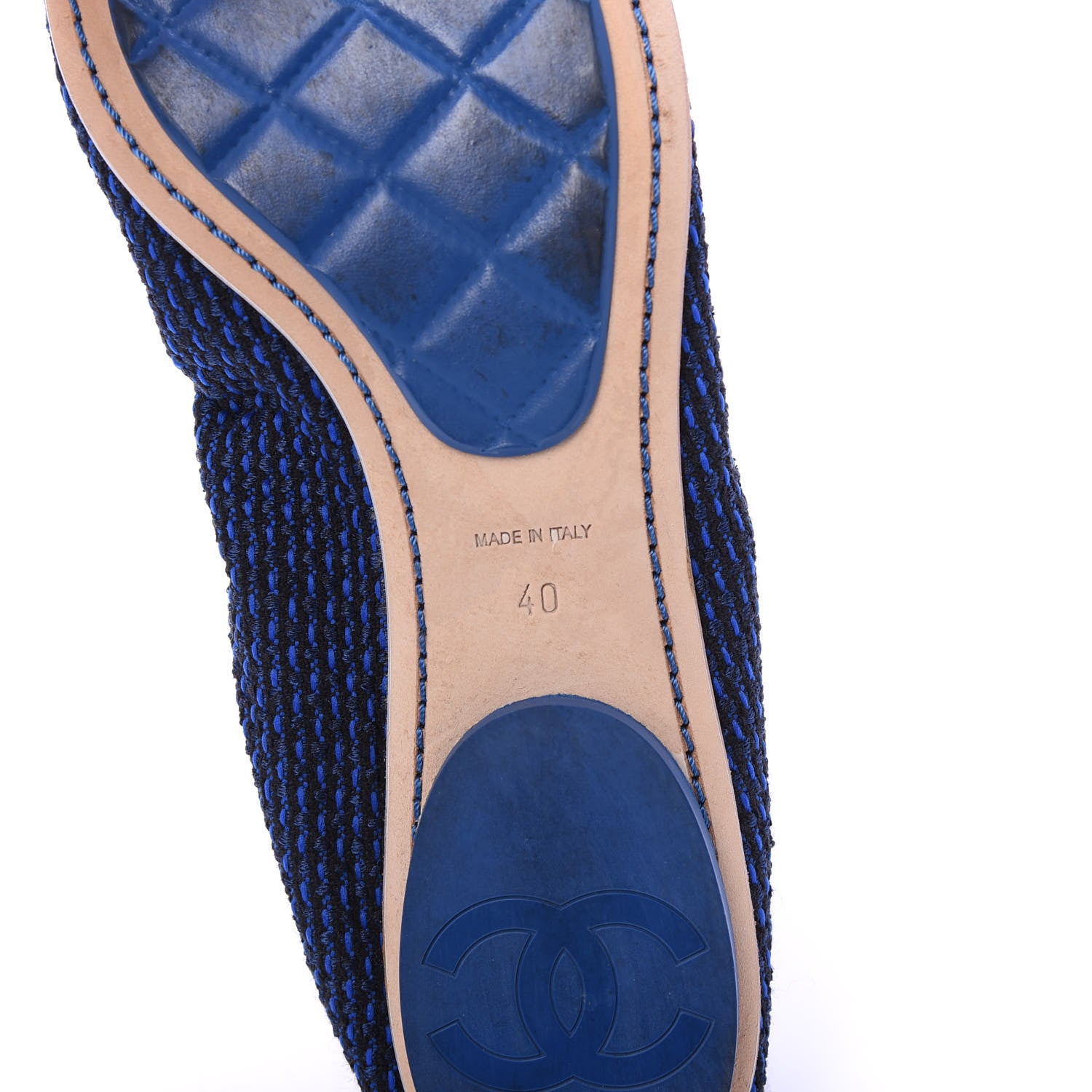 Chanel Tweed CC Elastic Cap Toe Ballerina Flats 40 Blue 8 of 10