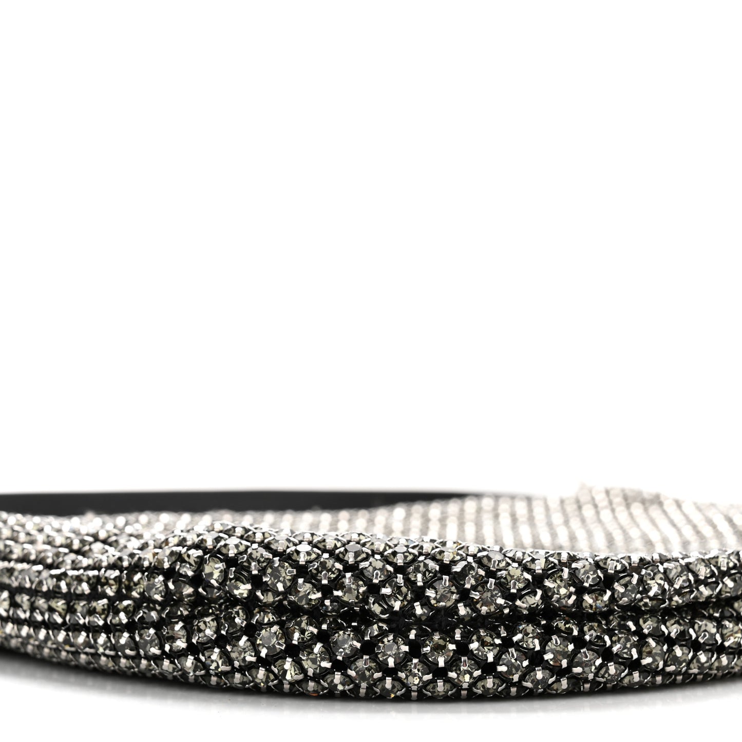 Mesh Crystal Wanglock Fortune Cookie Bag Black