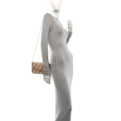 Fendi Calfskin FF Diamonds Wallet On Chain Camellia Caramel 2 of 11