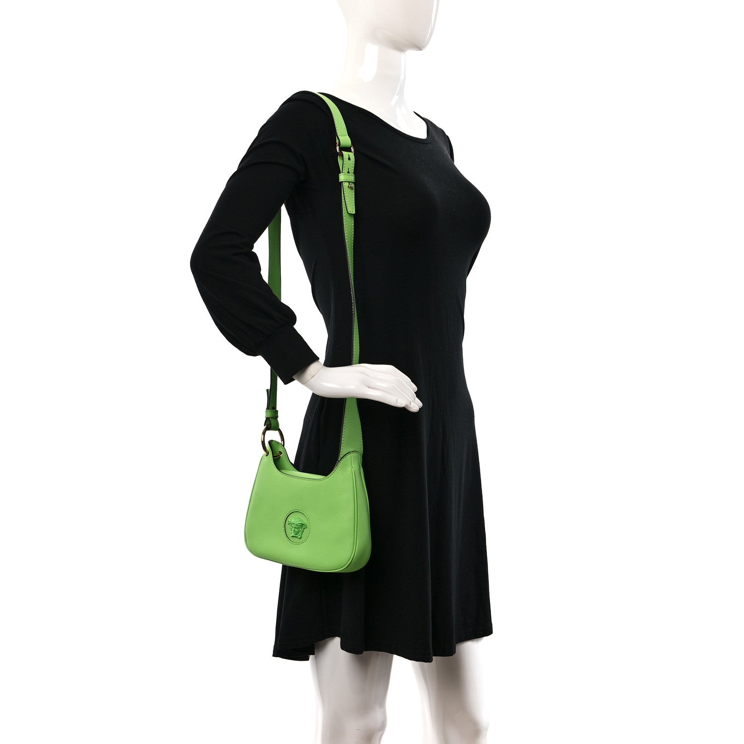 Versace Calfskin La Medusa Small Hobo Crossbody Green 2 of 8