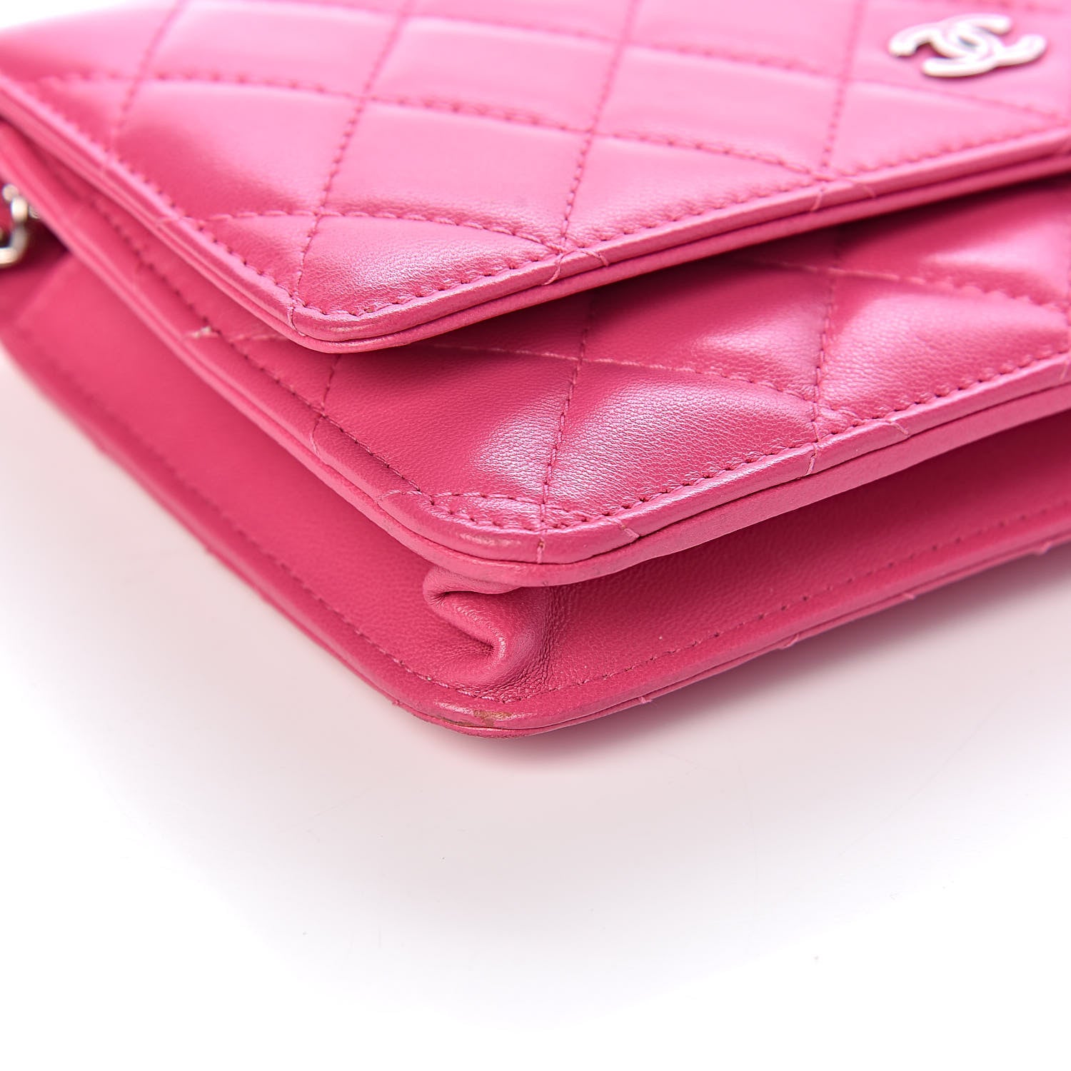 Chanel Lambskin Quilted Wallet On Chain WOC Pink 10 of 11