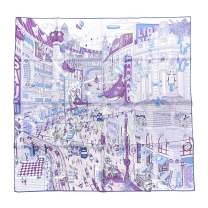 Hermes Silk Le Grand Prix Du Faubourg Scarf 90 Mauve Violet Jaune Soufre 1 of 4