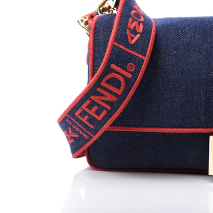 Fendi Denim Large Baguette Blue Rosso 13 of 13