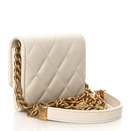 Chanel Caviar Quilted Bracelet On Chain Clutch White 3 of 8