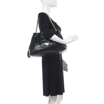 Gucci Patent Medium Soho Chain Shoulder Bag Black 3 of 14