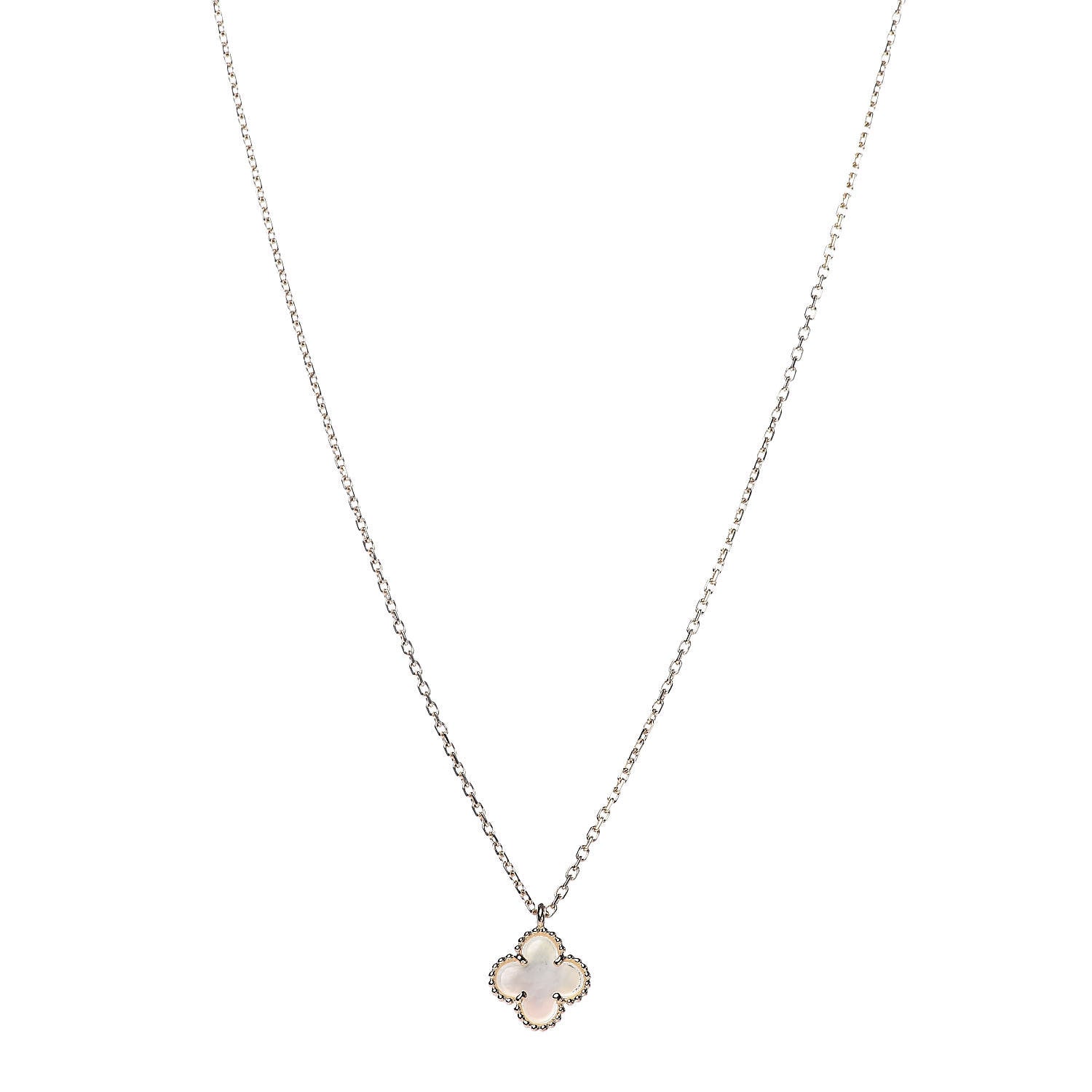 Van Cleef & Arpels 18K Yellow Gold Mother of Pearl Sweet Alhambra Pendant Necklace 1 of 6