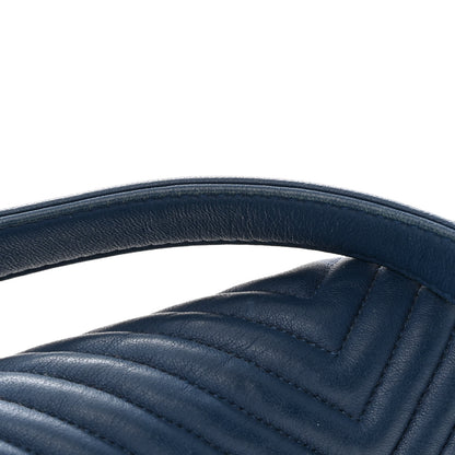 Chanel Wrinkled Lambskin Chevron Quilted Medium Boy Flap Navy 17 of 17