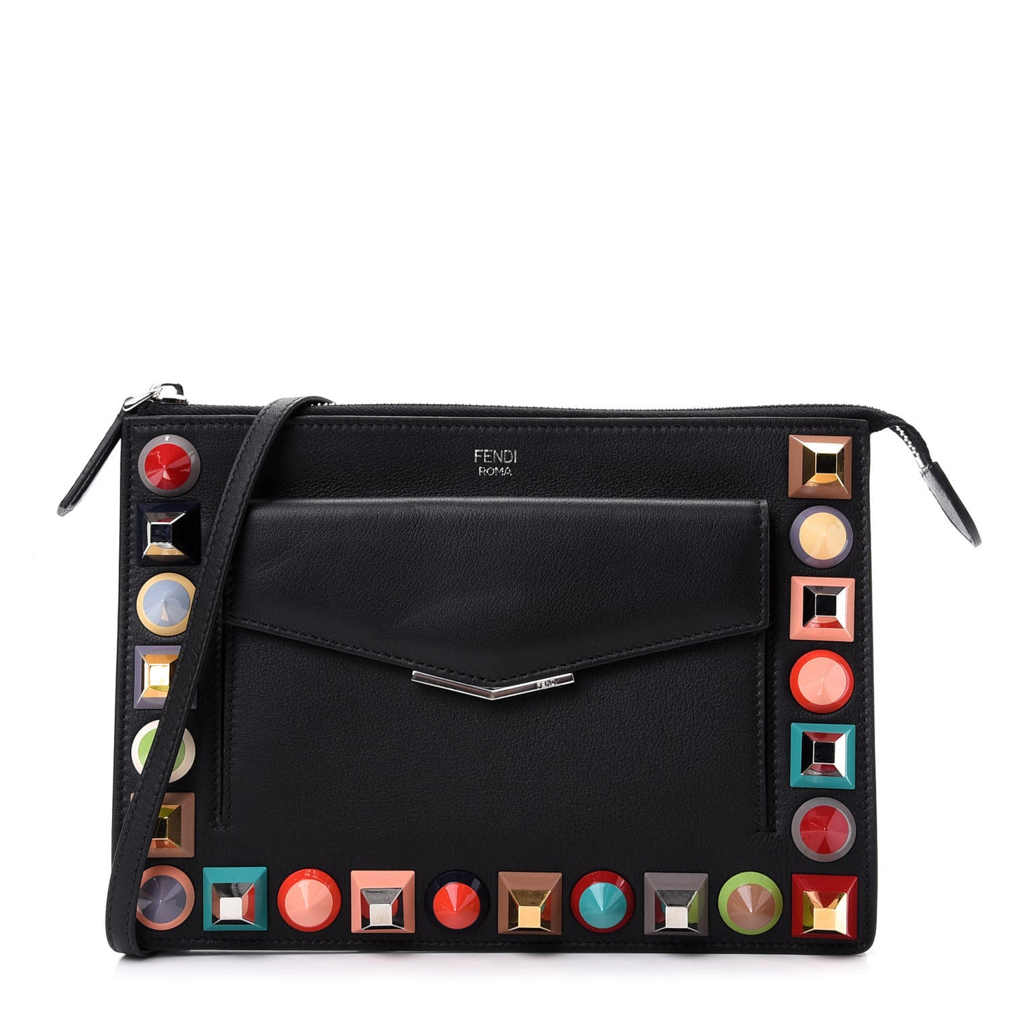 Vitello Dolce Studded Mini 2Jours Pouch Black Multicolor