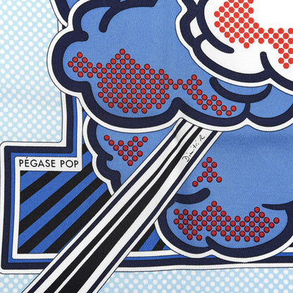 Hermes Silk Pegase Pop Pocket Square Ciel Rouge Bleu Moyen 4 of 5