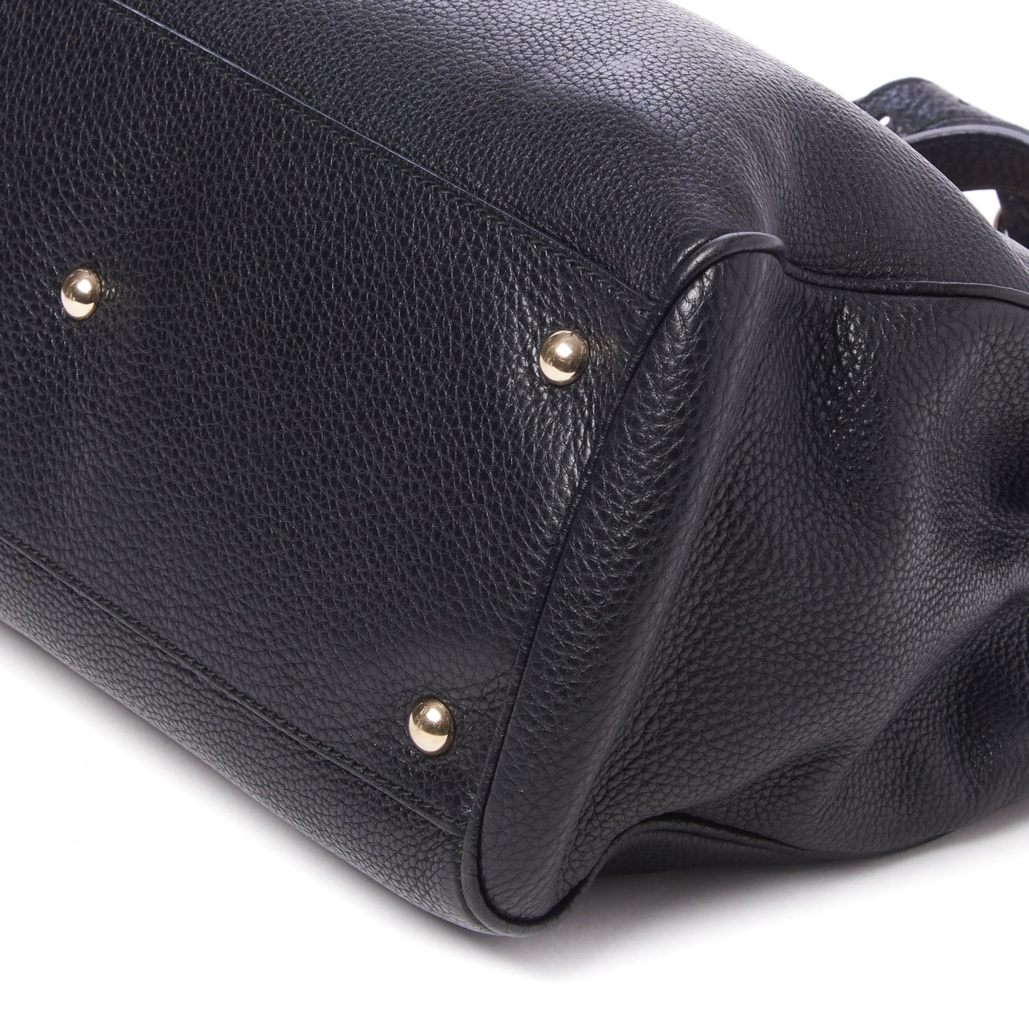 Pebbled Calfskin Medium Bamboo Shopper Tote Black