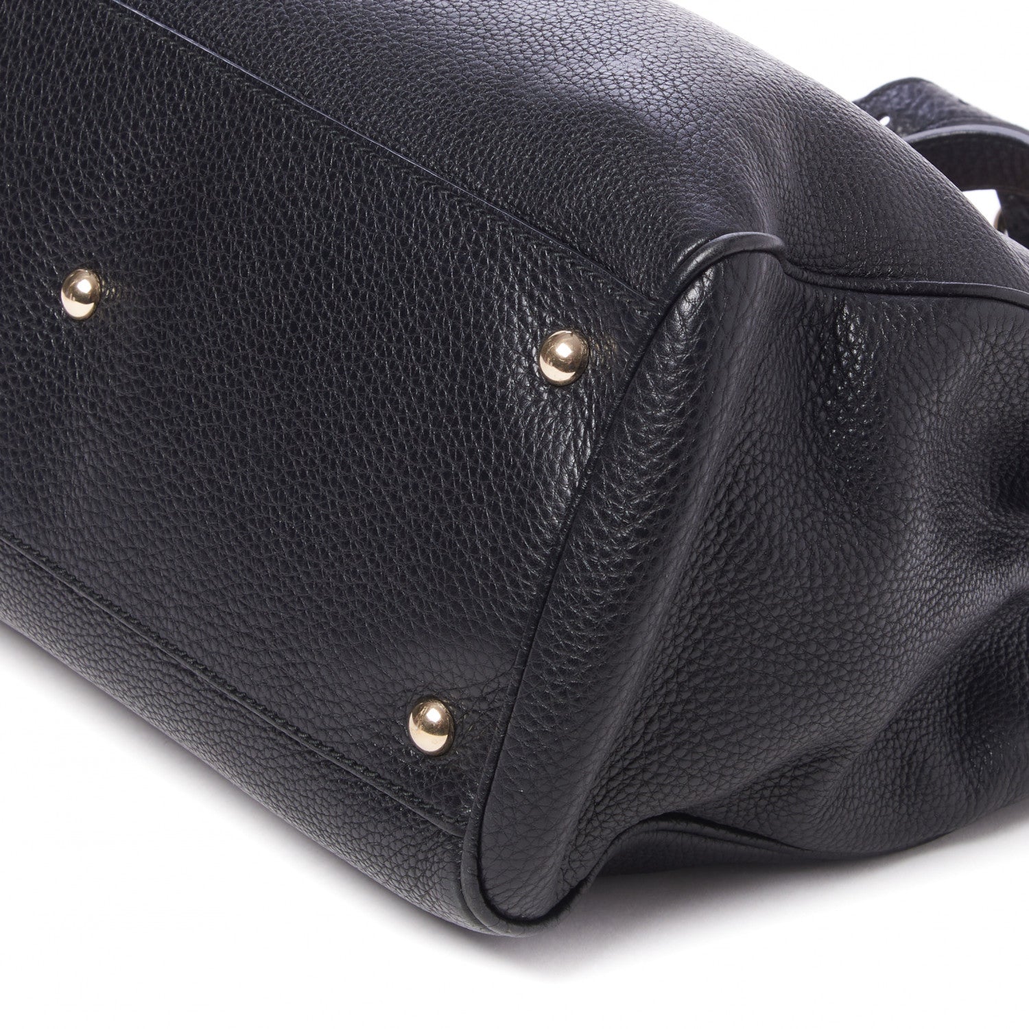Gucci Pebbled Calfskin Medium Bamboo Shopper Tote Black 4 of 8