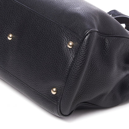 Gucci Pebbled Calfskin Medium Bamboo Shopper Tote Black 4 of 8