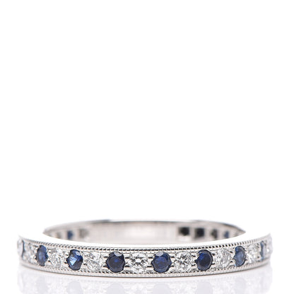 Tiffany Platinum Diamond Blue Sapphire Legacy Ring 47 4 3 of 4
