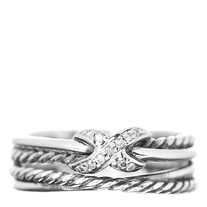 David Yurman Sterling Silver Diamond X Crossover Ring 50 5.5 1 of 5