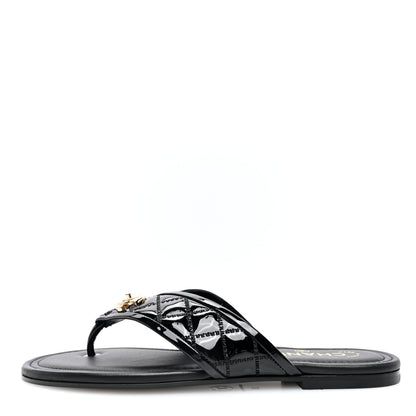 Chanel Patent Quilted CC Sandals 36 Black 1 of 8