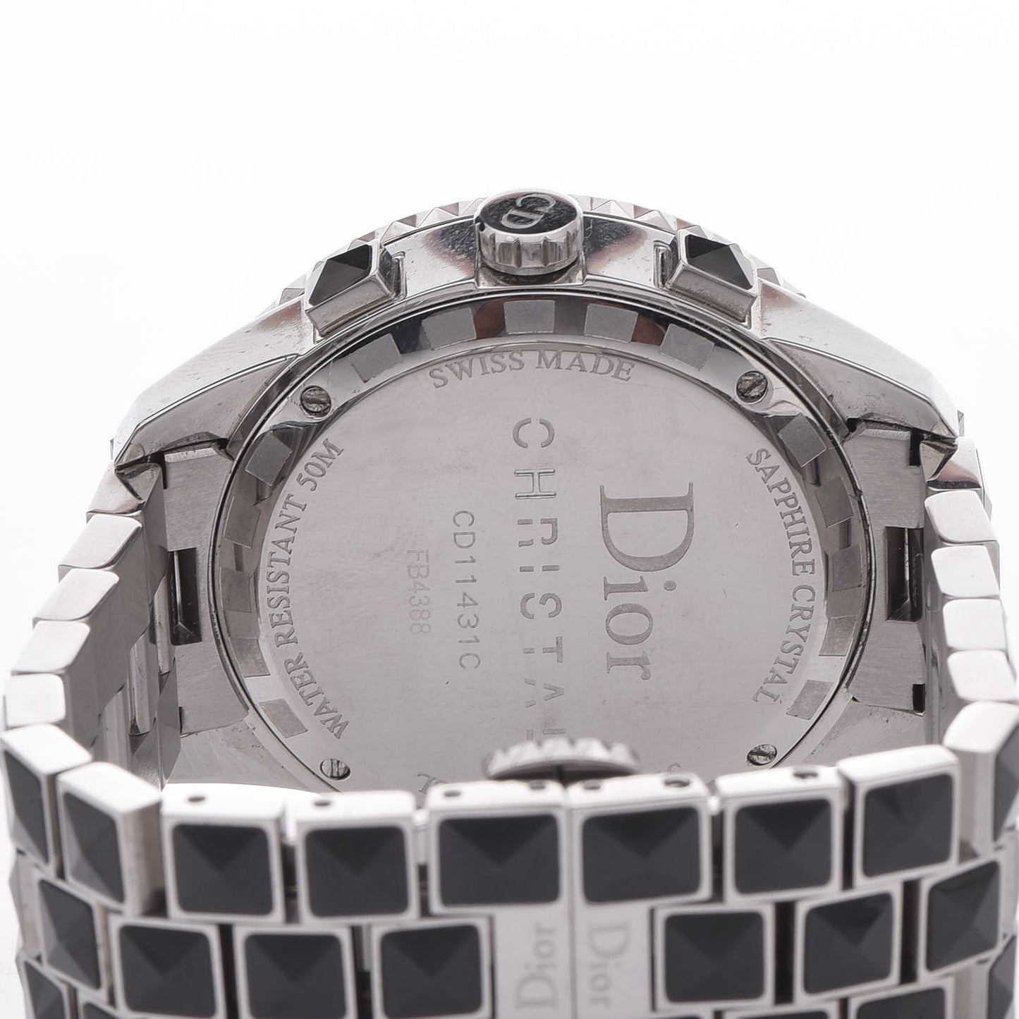 Stainless Steel Diamond Pave Bezel Sapphire 38mm Christal Chronograph Quartz Watch Black