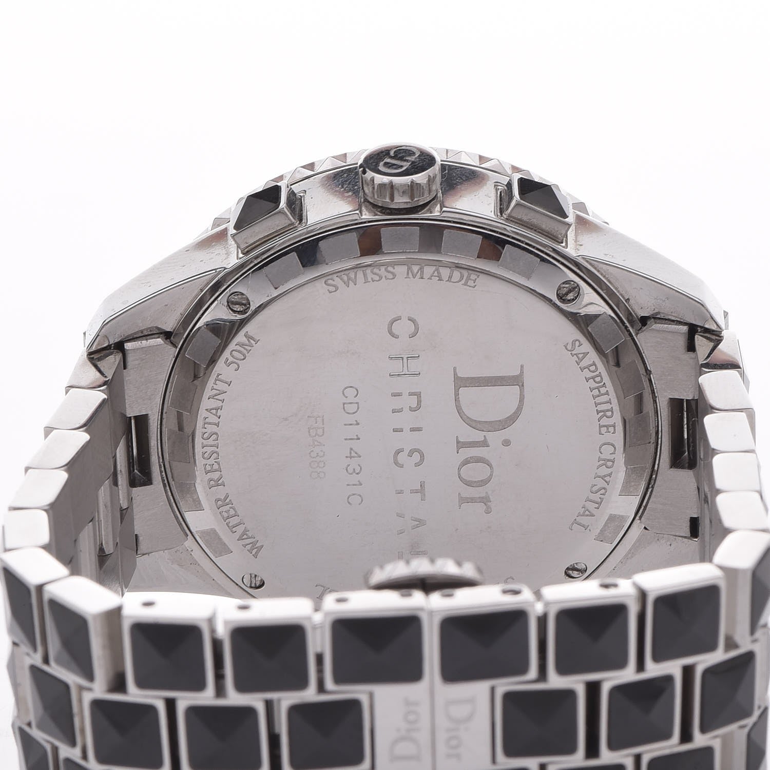 Christian Dior Stainless Steel Diamond Pave Bezel Sapphire 38mm Christal Chronograph Quartz Watch Black 5 of 9
