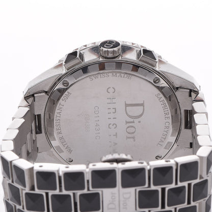 Christian Dior Stainless Steel Diamond Pave Bezel Sapphire 38mm Christal Chronograph Quartz Watch Black 5 of 9
