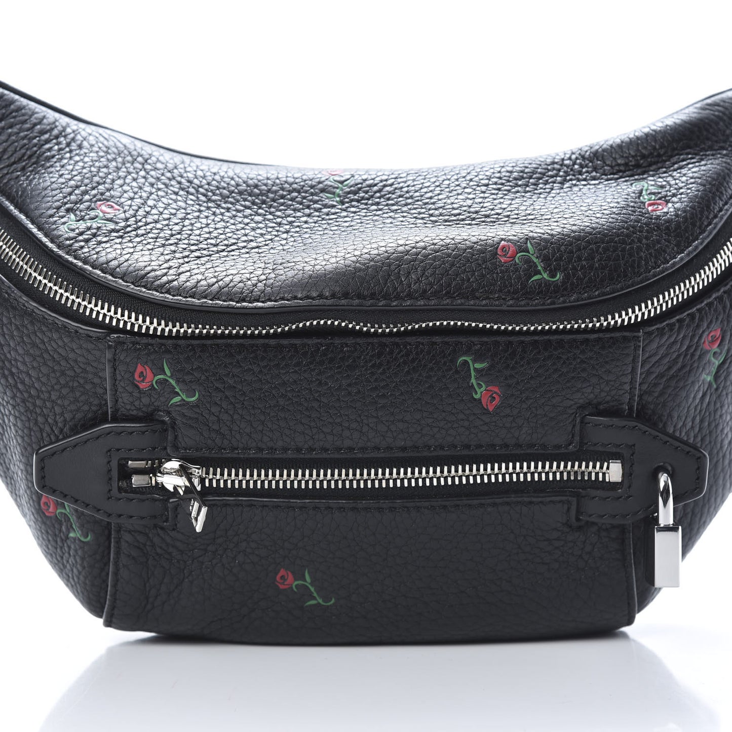 Dumbo Leather Rose Embossed Belt Bag Black