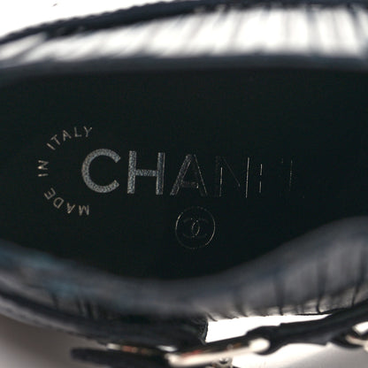 Chanel Goatskin Patent CC Cap Toe Chain Boots 37 Black 8 of 8