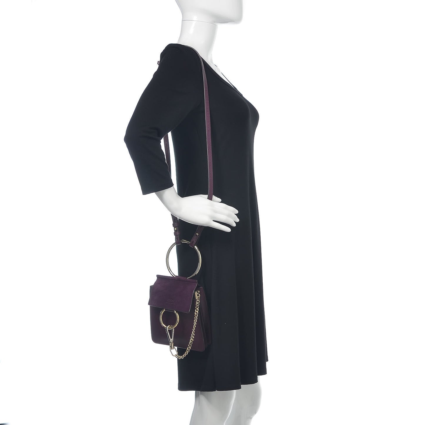 Suede Calfskin Mini Faye Bracelet Bag Nightfall Purple