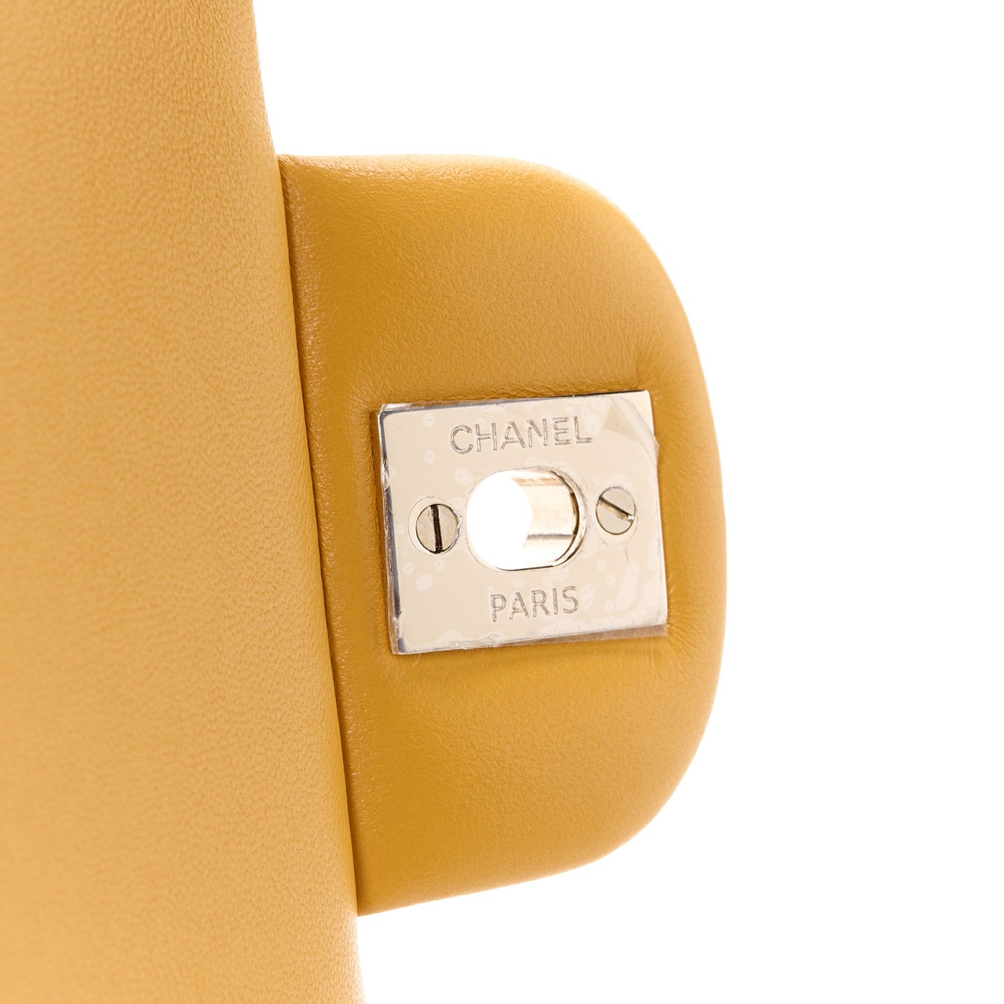 Lambskin Quilted Mini Top Handle Rectangular Flap Yellow