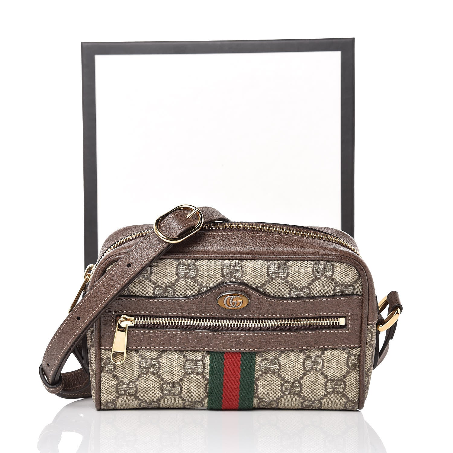 Gucci GG Supreme Monogram Web Mini Ophidia Shoulder Bag Brown 8 of 8