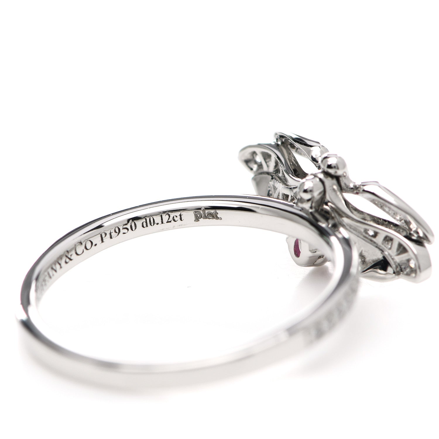 Tiffany Platinum Diamond Rubellite Paper Flowers Firefly Ring 52 6 6 of 7