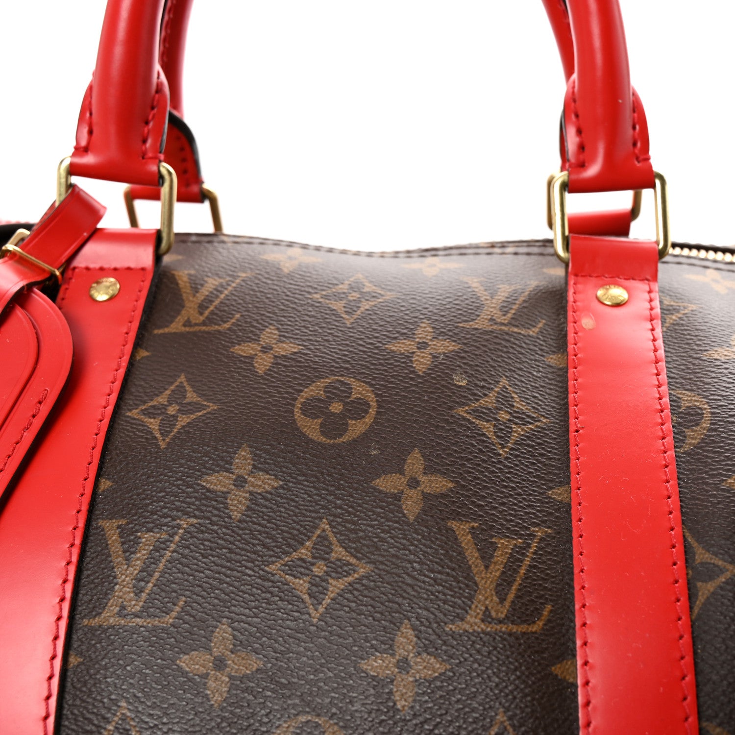 Louis Vuitton Calfskin Monogram Keepall Bandouliere 50 Coquelicot 6 of 9