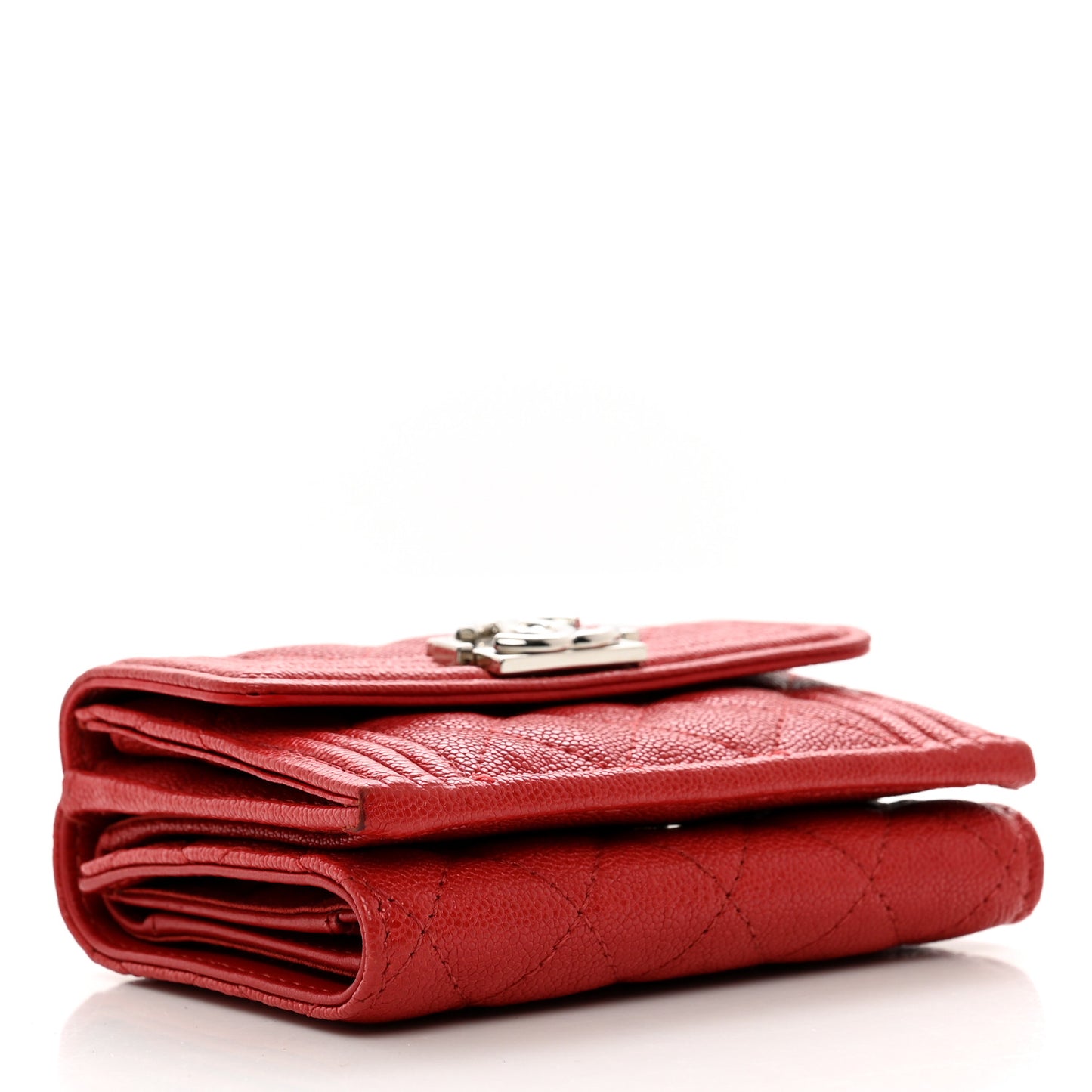 Caviar Quilted Small Boy Flap Wallet Red