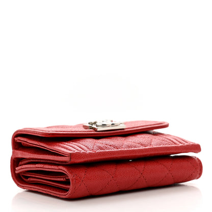 Chanel Caviar Quilted Small Boy Flap Wallet Red 4 of 11