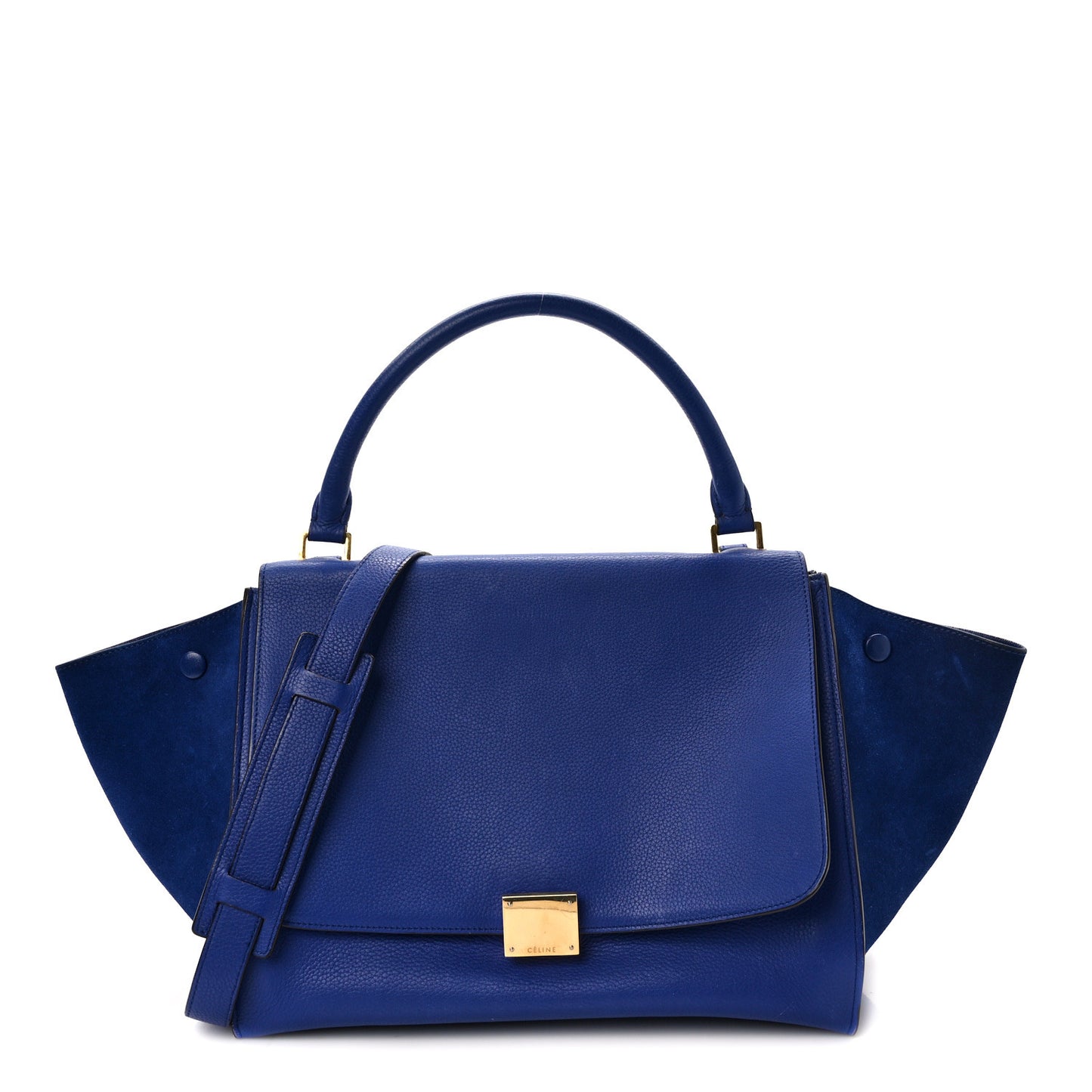 Drummed Calfskin Suede Medium Trapeze Indigo