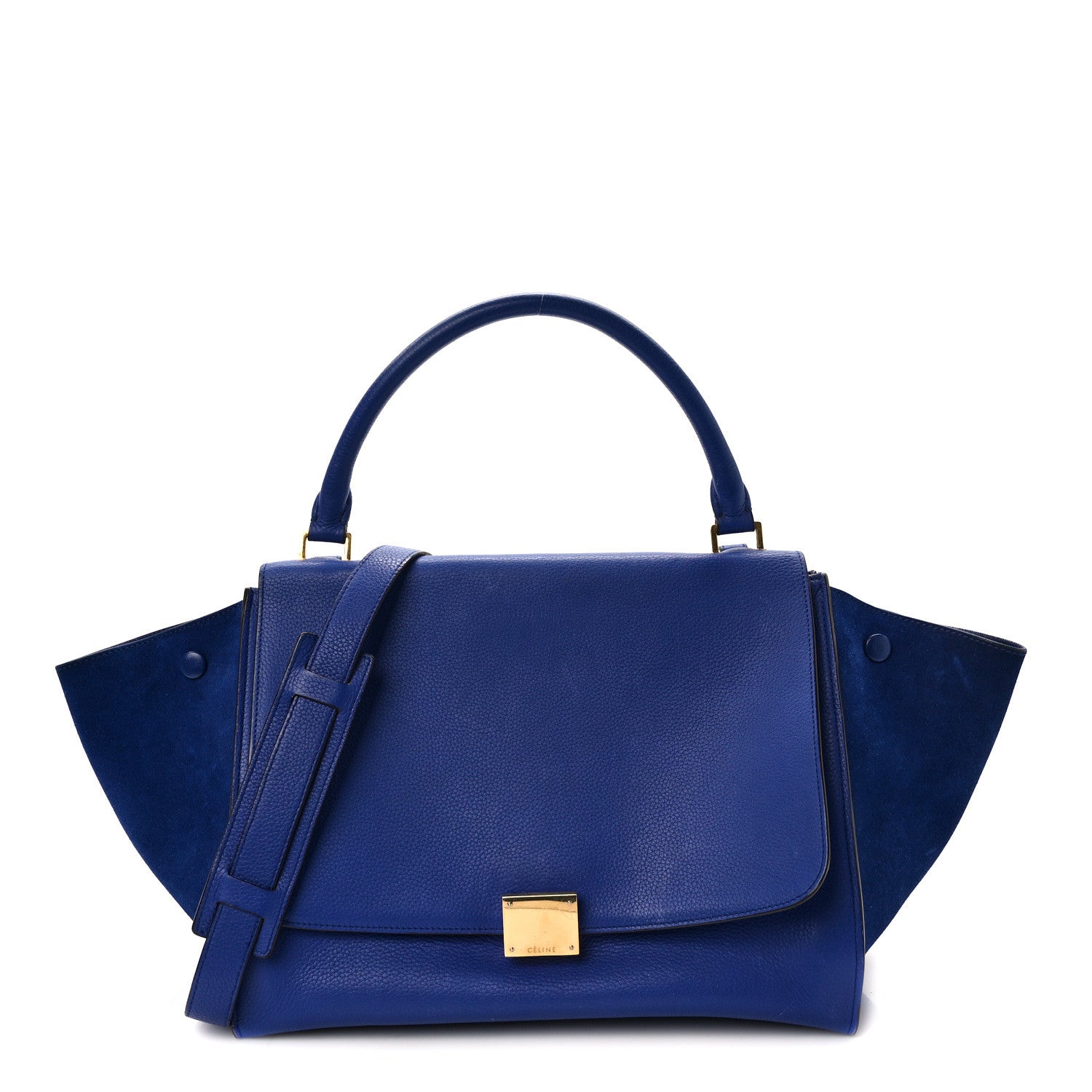 Celine Drummed Calfskin Suede Medium Trapeze Indigo 1 of 14